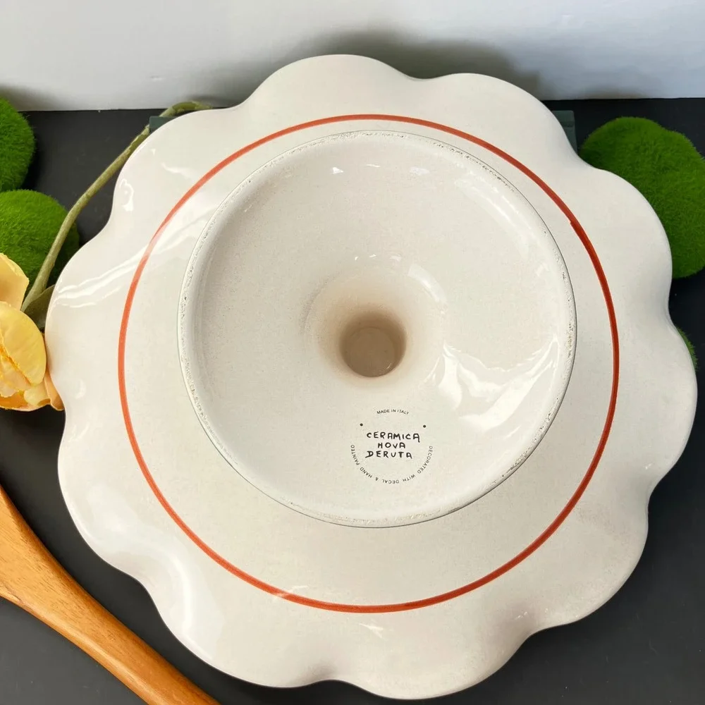 Ceramica Nova Deruta Cake Stand 11in Multicolor Hand Painted Italy Pedestal
